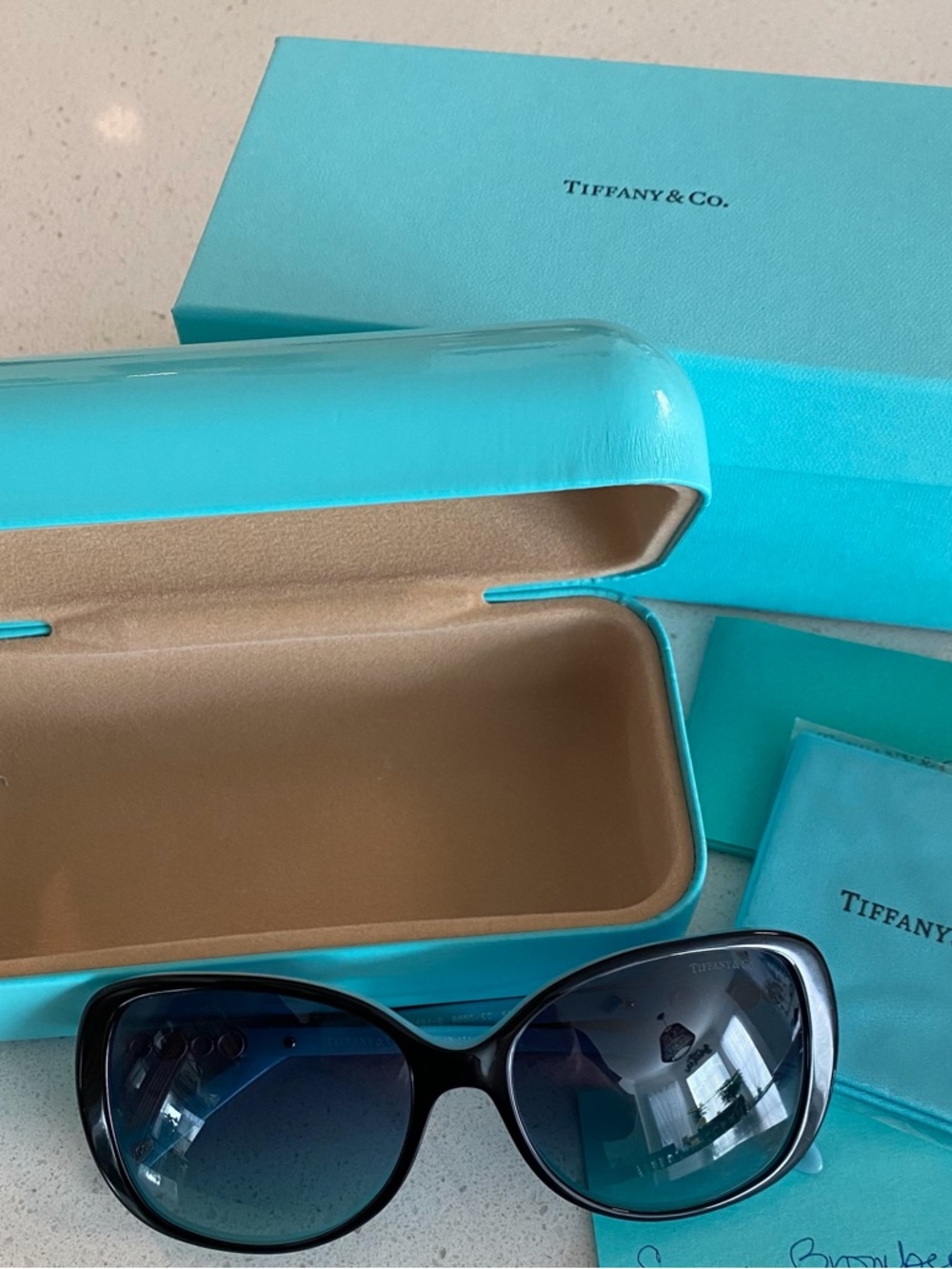 Tiffany & Co. Black Frames with Blue Gradient Lenses Women's Sunglasses